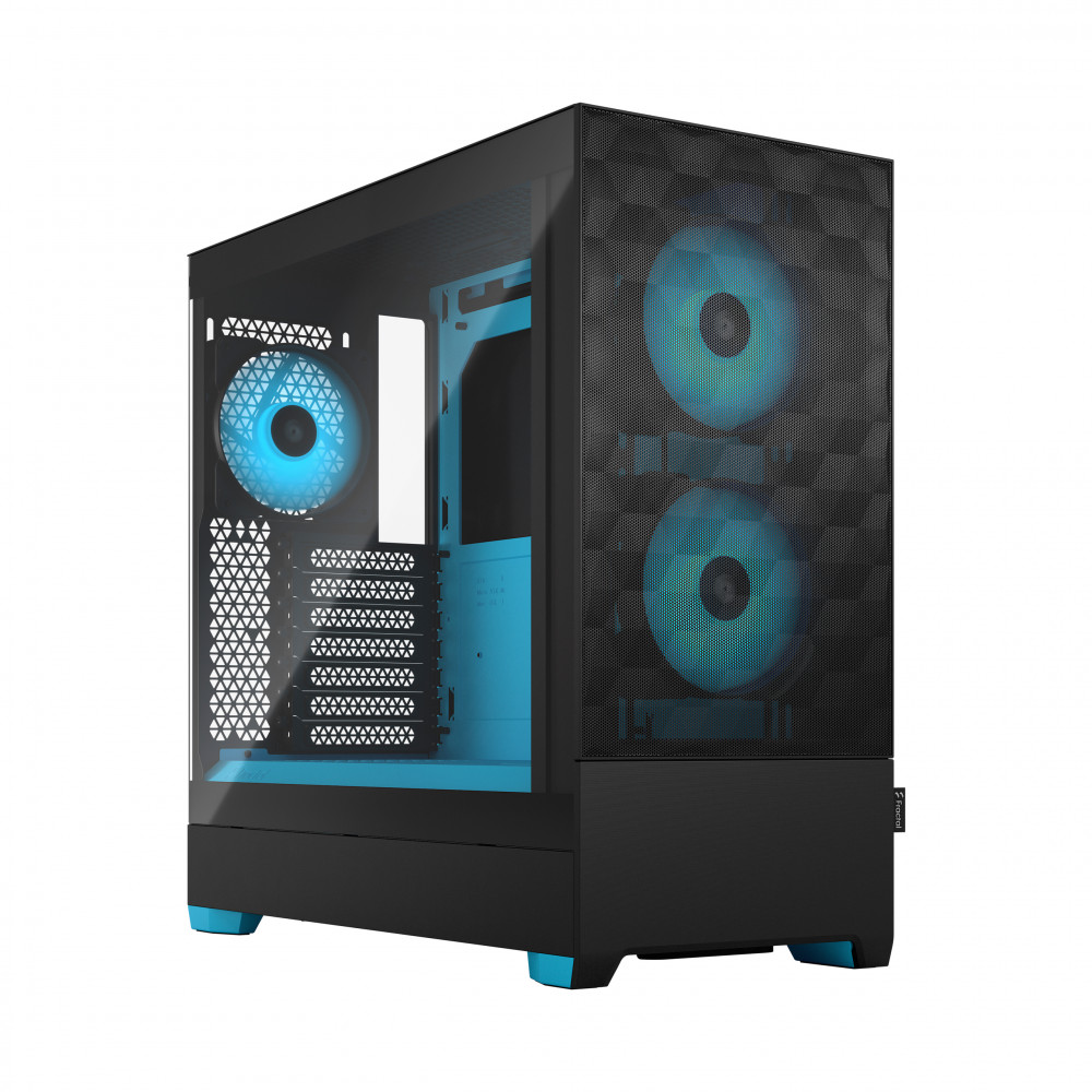 Fractal Design Pop Air RGB Black Cyan Core Clear Tempred Glass ATX Mid-Tower Case (FD-C-POR1A-02)