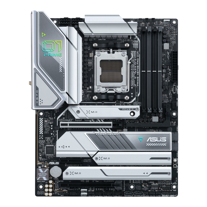ASUS Prime X670E-Pro WiFi AM5 ATX AMD X670E 4xDIMM DDR5 4xM.2 USB 3.2 PCIe 5.0 2.5Gb LAN Wi-Fi 6E+BT Motherboard