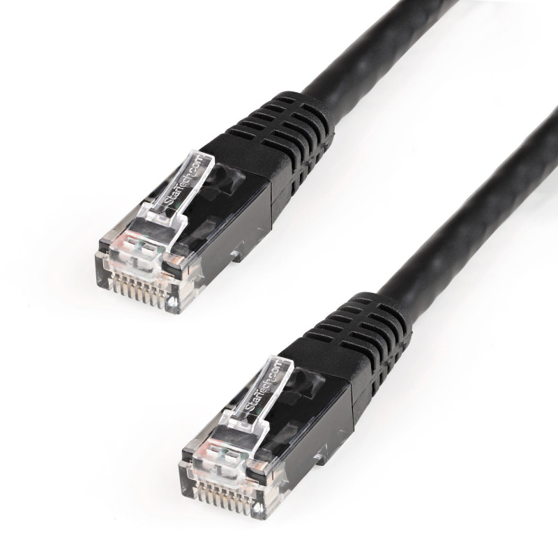 StarTech.com 3ft CAT6 Ethernet Cable - Black CAT 6 Gigabit Ethernet Wire -650MHz 100W PoE RJ45 UTP Molded Network/Patch Cord w/Strain Relief/Fluke Tested/Wiring is UL Certified/TIA (C6PATCH3BK)