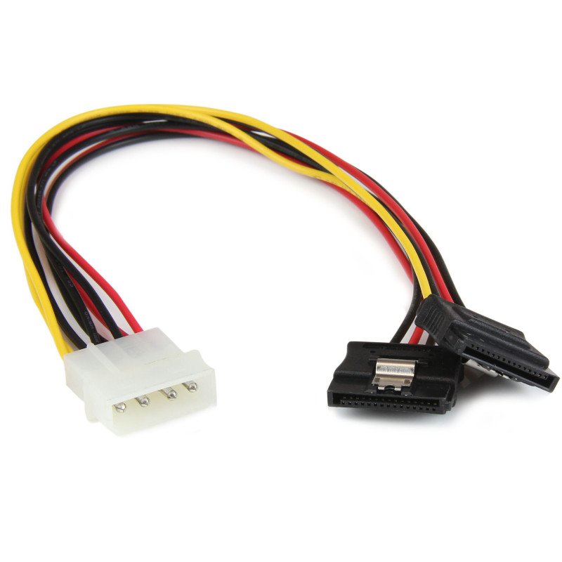 StarTech.com 12in LP4 to 2x Latching SATA Power Y Cable Splitter Adapter - 4 Pin LP4 to Dual SATA (PYO2LP4LSATA)