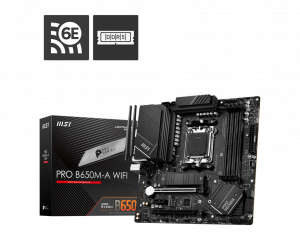 MSI PRO B650M-A WIFI AM5 Micro-ATX AMD B650 4xDIMM DDR5 2xM.2 USB 3.2 PCIe 4.0 2.5Gb LAN Wi-Fi 6E+BT Audio Boost Carte Mère (B650MAWIFI)