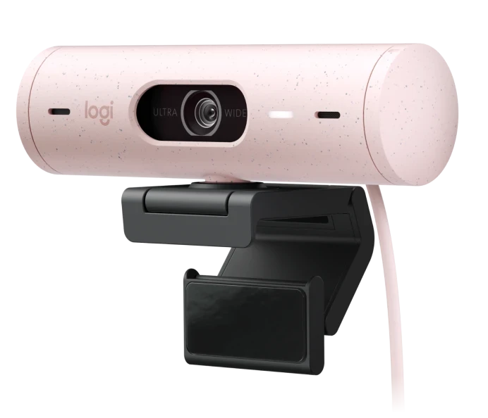 Logitech Brio 500 Rose 1080p Webcam with light correction, auto-framing, and Show Mode (960-001432)