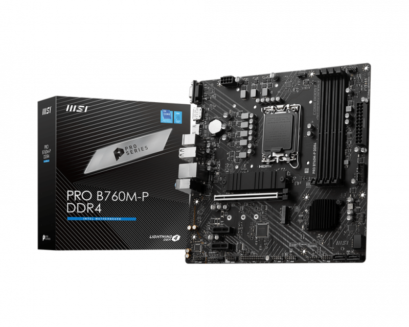 MSI PRO B760M-P DDR4 LGA1700 Micro-ATX Intel B760 4xDIMM DDR4 2xM.2 USB 3.2 PCIe 4.0 1Gb LAN Motherboard (B760MPD4)