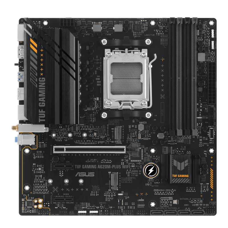 ASUS TUF Gaming A620M-PLUS WiFi Socket AM5 Micro-ATX AMD A620 4xDIMM DDR5 2xM.2 USB 3.2 PCIe 4.0 2.5Gb LAN Wi-Fi 6+BT Motherboard