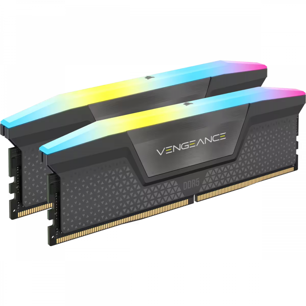 Corsair VENGEANCE RGB DDR5 Gray 5600MHz 64GB Kit (2x32GB) CL36 AMD EXPO RAM Memory (CMH64GX5M2B5600Z36K)