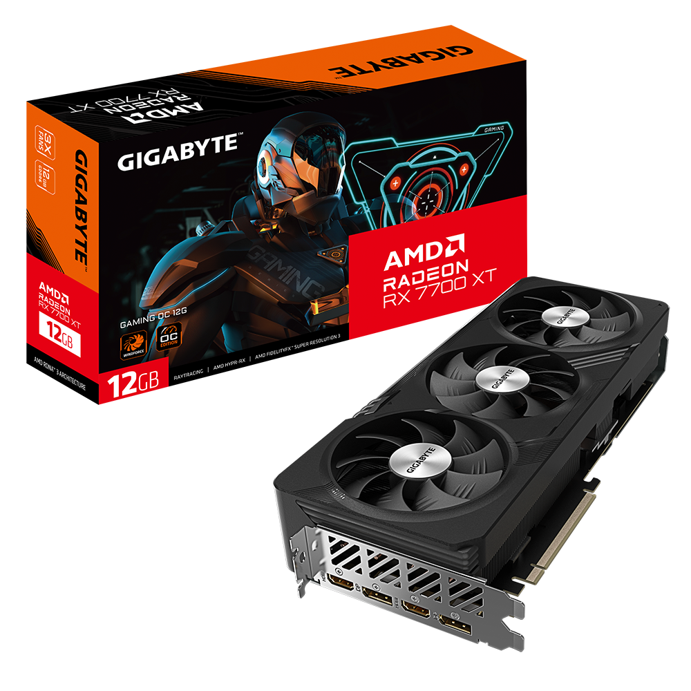 Gigabyte Radeon RX 7700 XT GAMING OC 12G GDDR6 PCIe 4.0 2xHDMI/2xDP Video Card (GV-R77XTGAMING OC-12GD)