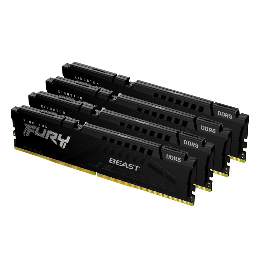 Kingston Fury Beast DDR5 Black 5200MHz 128GB Kit (4x32GB) CL40 RAM Memory (KF552C40BBK4-128)