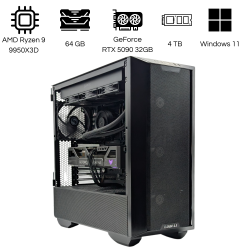 CIPC PC Personnalisé - ATX Mid-Tower - AMD Ryzen 9 9950X3D - GeForce RTX 5090 32GB - 64GB RAM DDR5 - 4TB SSD - Wi-Fi 7 - Windows 11 Pro - Garantie 1 an en magasin  (CIPSY0088)