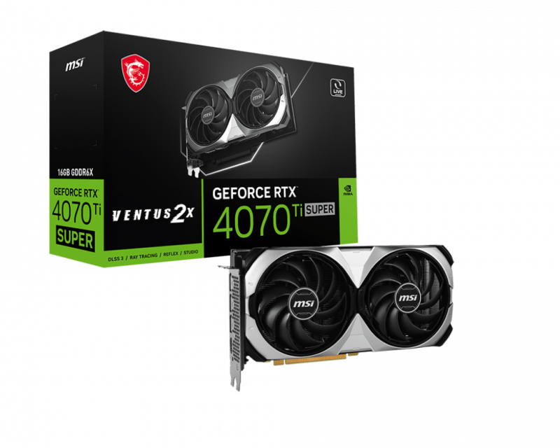 MSI GeForce RTX 4070 Ti SUPER 16G VENTUS 2X GDDR6X PCIe 4.0 1xHDMI/3xDP Video Card (G407TS16V2C)