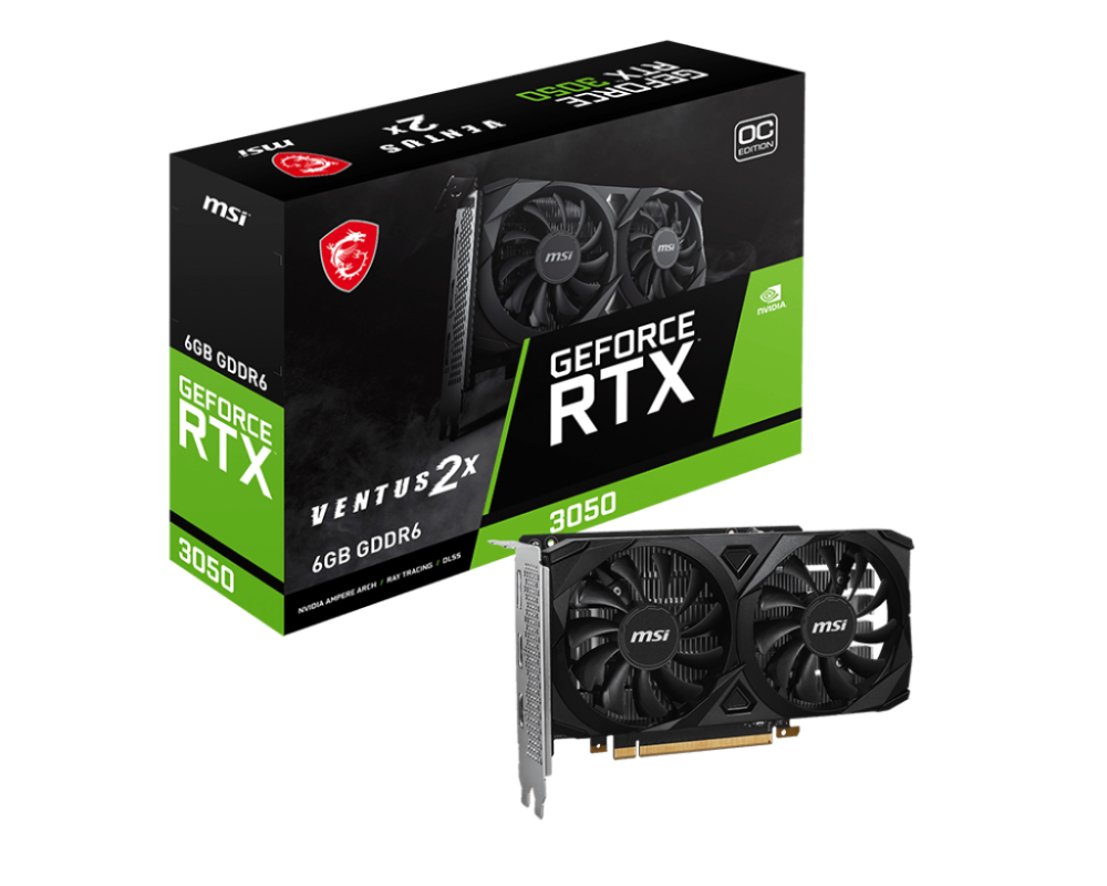 MSI GeForce RTX 3050 VENTUS 2X 6G OC GDDR6 PCIe 4.0 2xHDMI/1xDP Video Card (G3050V2X6C)