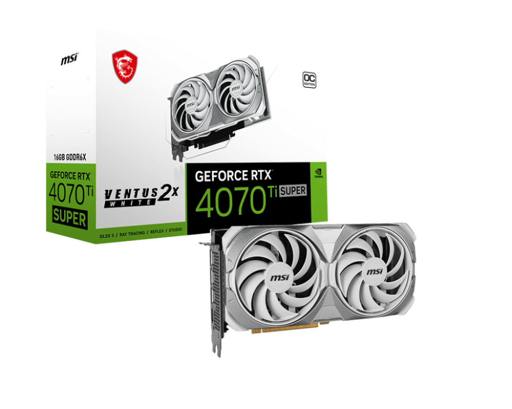 MSI GeForce RTX 4070 Ti SUPER 16G VENTUS 2X WHITE OC GDDR6X PCIe 4.0 1xHDMI/3xDP Video Card (G407TS16V2WC)