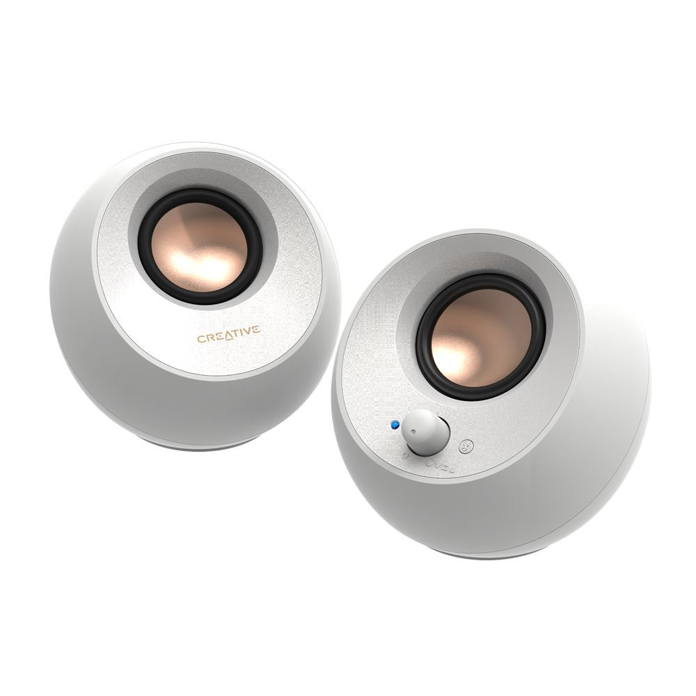Creative Pebble V3 White - Minimalistic 2.0 USB-C Speakers with Bluetooth 5.0 (51MF1700AA003)