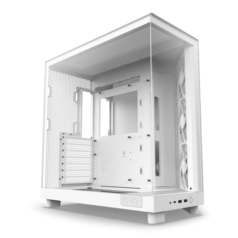NZXT H6 Flow White Compact Dual-Chamber 3xF120Q Airflow fans ATX Mid-Tower Case (CC-H61FW-01)