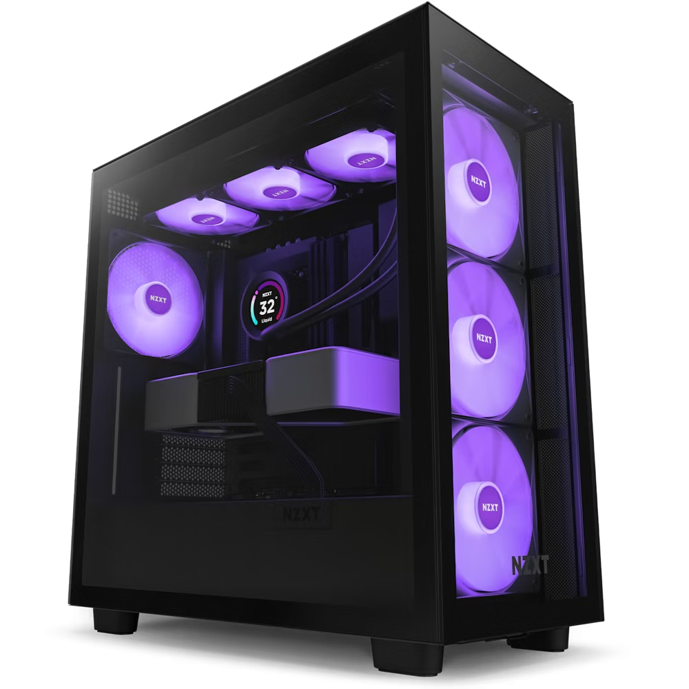 NZXT H7 Elite (2023) Black 3xF140 RGB Core fan 1xF140Q Airlfow Fan ATX Mid-Tower Case (CM-H71EB-02)