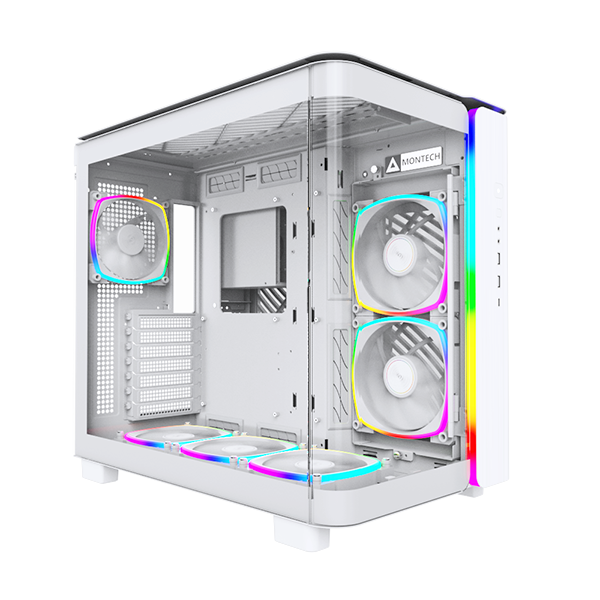 MONTECH KING 95 PRO White TG 6xARGB PWM Fans Dual Chamber ATX Mid-Tower Case