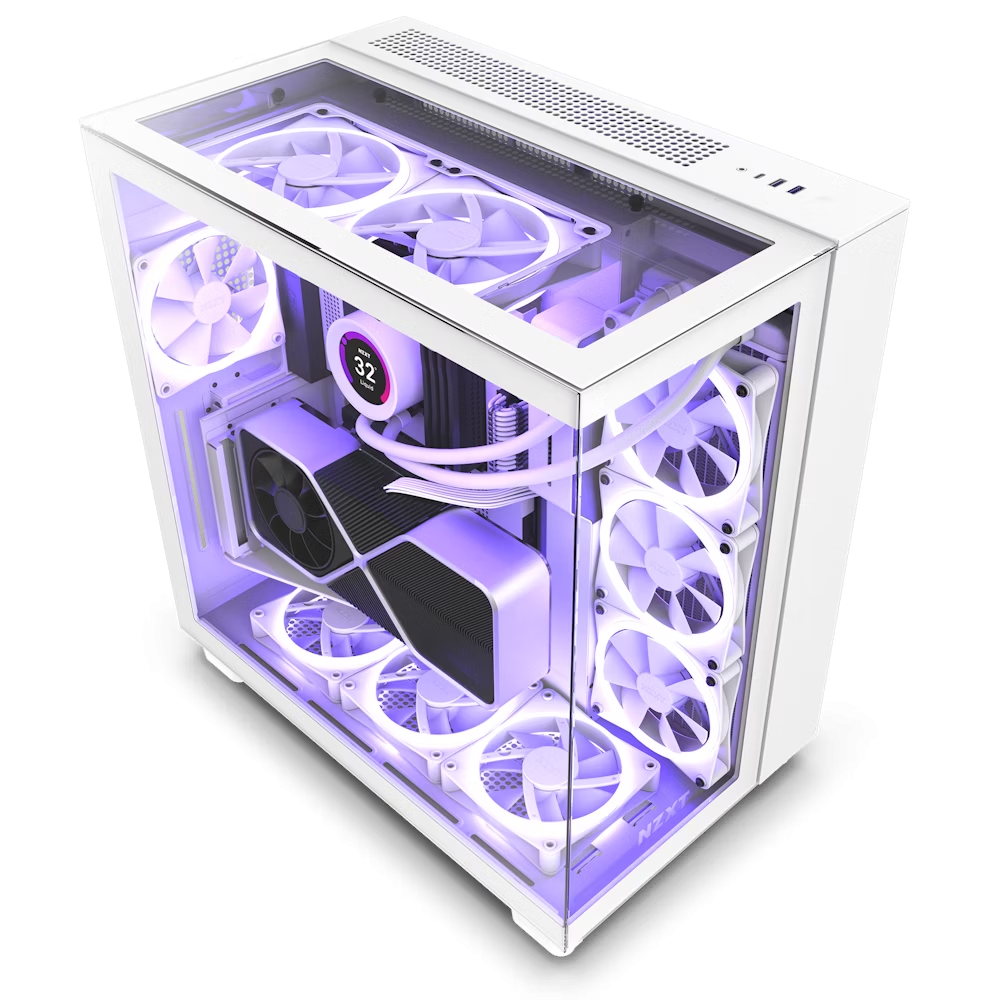 NZXT H9 Elite White TG 3xRGB FAN+1xAirflow Fan Dual-Chamber ATX Mid-Tower Case (CM-H91EW-01)