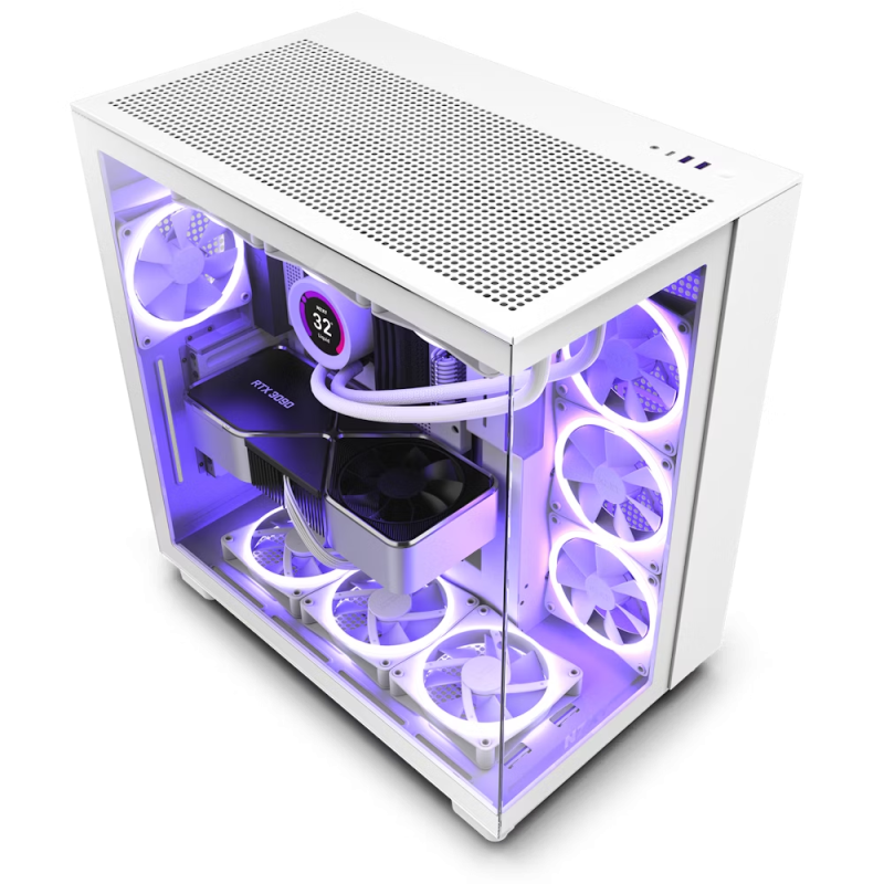 NZXT H9 Flow White Dual-Chamber 4xF120Q Airflow fans ATX Mid-Tower Case (CM-H91FW-01)