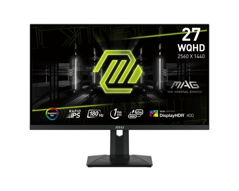 MSI MAG 274QRF QD E2 27" QHD Rapid IPS 180Hz HDR FreeSync, KVM, Pivot, Height, HDMI,DP,USB-C w/PD 65W Gaming Monitor (MAG274QRFQDE2)