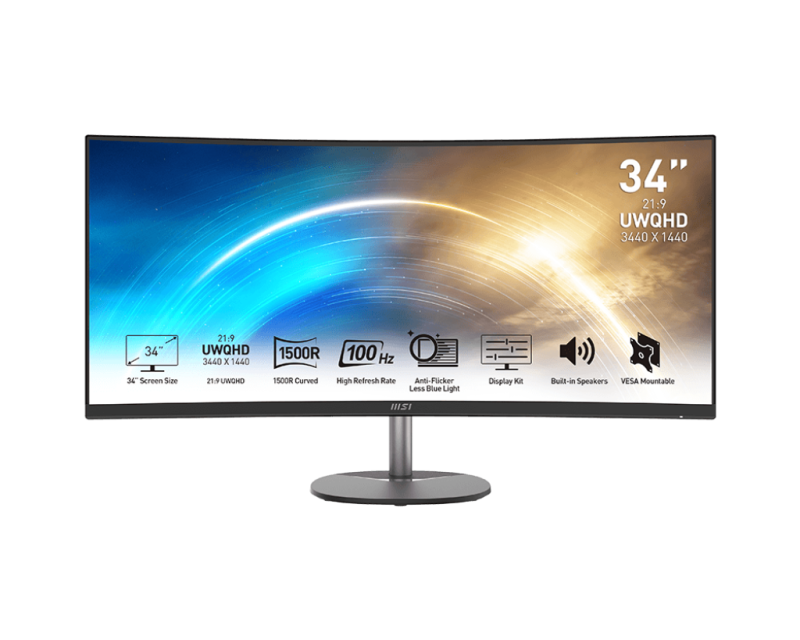 MSI PRO MP341CQ 34" UWQHD 3440x1440 VA 100Hz HDMI,DP Ultra-Wide Curved Monitor (PROMP341CQ)