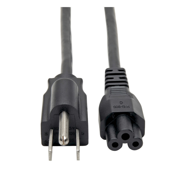 Tripp Lite series 3-Slot Power Cord, NEMA 5-15P to C5 - Laptop/Notebook, 10A, 125V, 18 AWG, 3 ft. (0.91 m), Black (P013-003)