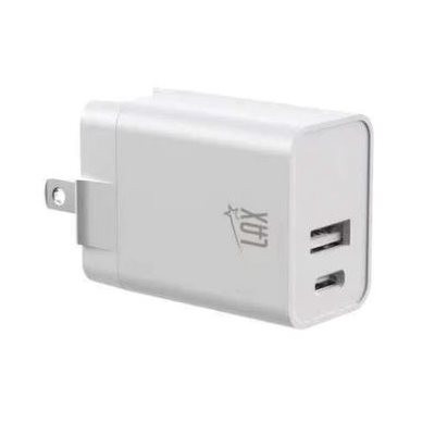 LAX Gadgets USB-PD 20W 2-Port USB-A and USB-C Wall Charger (USBPD20W-WHT)