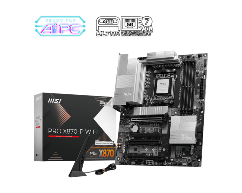 MSI PRO X870-P WIFI AM5 ATX AMD X870 4xDIMM DDR5 3xM.2 USB4 5Gb LAN Wi-Fi 7+BT Motherboard (X870PWIFI)