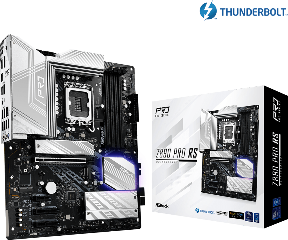 ASRock Z890 Pro RS LGA1851 ATX Intel Z890 4xDIMM DDR5 4xM.2 Thunderbolt 4 2.5Gb LAN Motherboard
