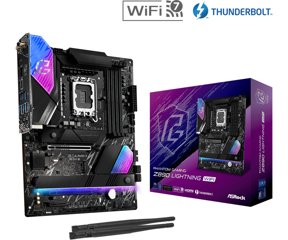ASRock Z890 Lightning WiFi LGA1851  ATX Intel Z890 4xDIMM DDR5 4xM.2 Thunderbolt 4 2.5Gb LAN Wi-Fi 7+BT Motherboard