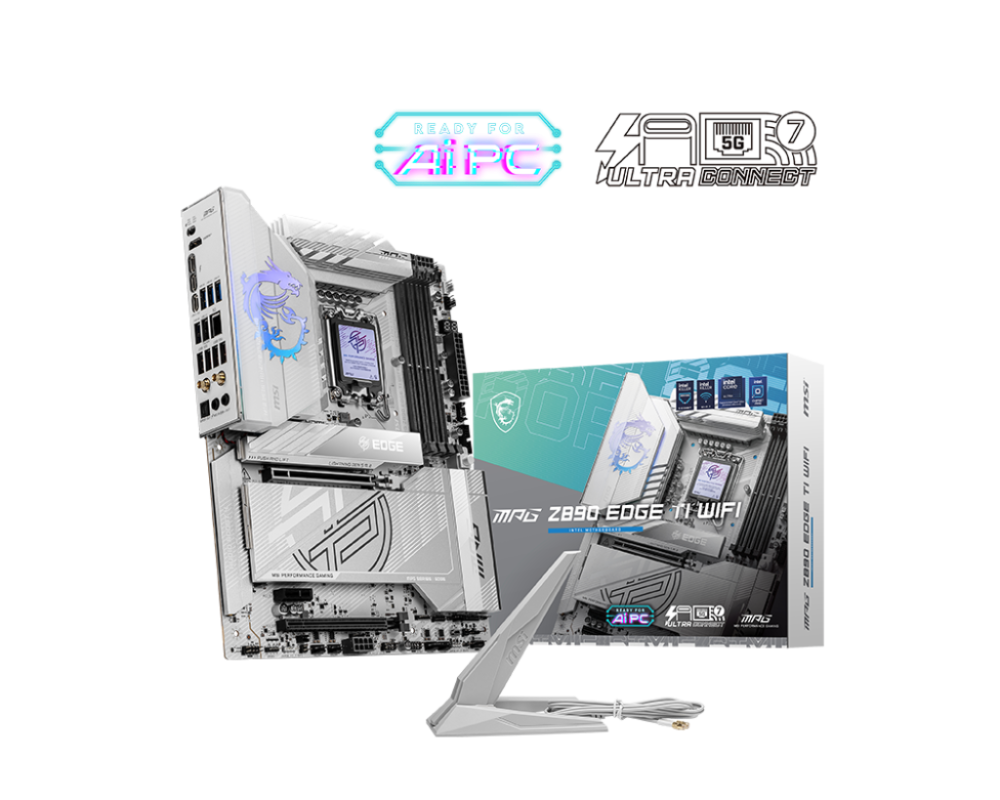 MSI MPG Z890 EDGE TI WIFI LGA1851 ATX Intel Z890 4xDIMM DDR5 5xM.2 Thunderbolt 4 5Gb LAN Wi-Fi 7+BT White Motherboard (Z890EDGETIWIFI)