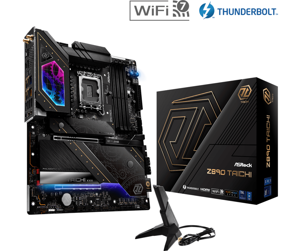 ASRock Z890 Taichi LGA1851 ATX Intel Z890 4xDIMM DDR5 6xM.2 Thunderbolt 4 5Gb+2.5Gb LAN Wi-Fi 7+BT Motherboard
