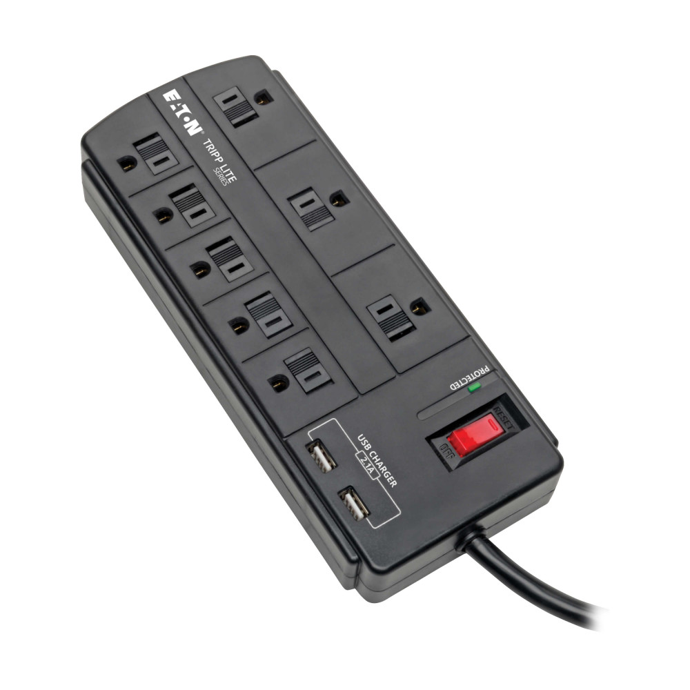 Tripp Lite series 8-Outlet Surge Protector with 2 USB Ports (TLP88USBB)