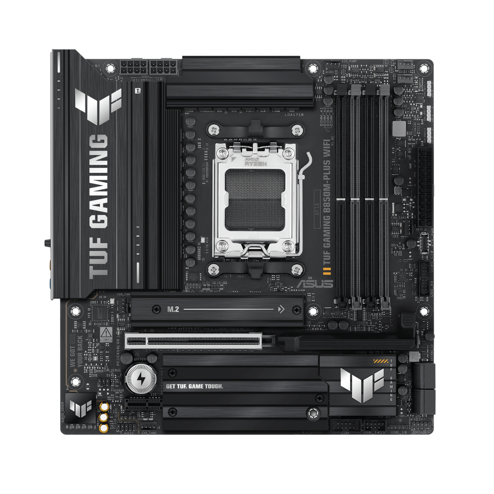 ASUS TUF Gaming B850M-Plus WiFi AM5 ATX AMD B850 4xDIMM DDR5 3xM.2 USB 20Gbps 2.5Gb LAN Wi-Fi 6E+BT Motherboard