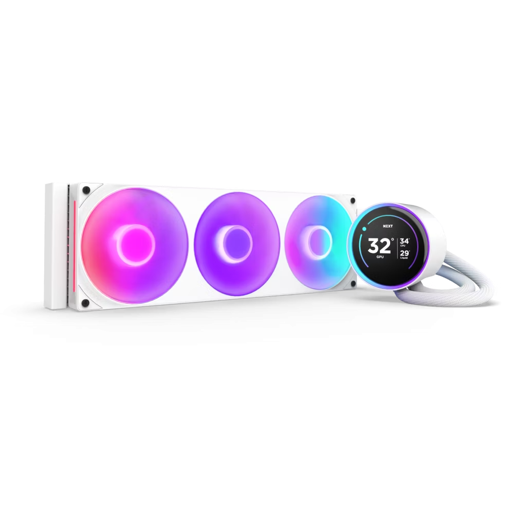 NZXT Kraken Elite 360 RGB White LCD 360mm AIO Liquid CPU Cooler (RL-KR36E-W2)