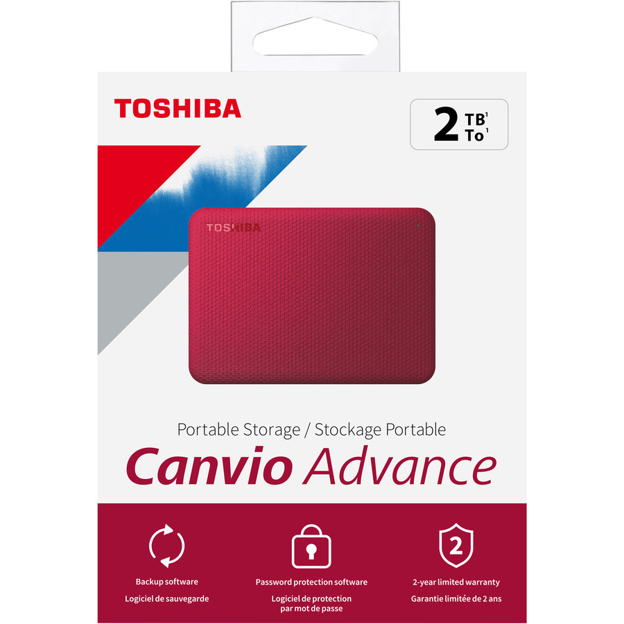 Toshiba Canvio Advance 2TB Red USB 3.0 External Hard Drive (HDTCA20XR3AA)