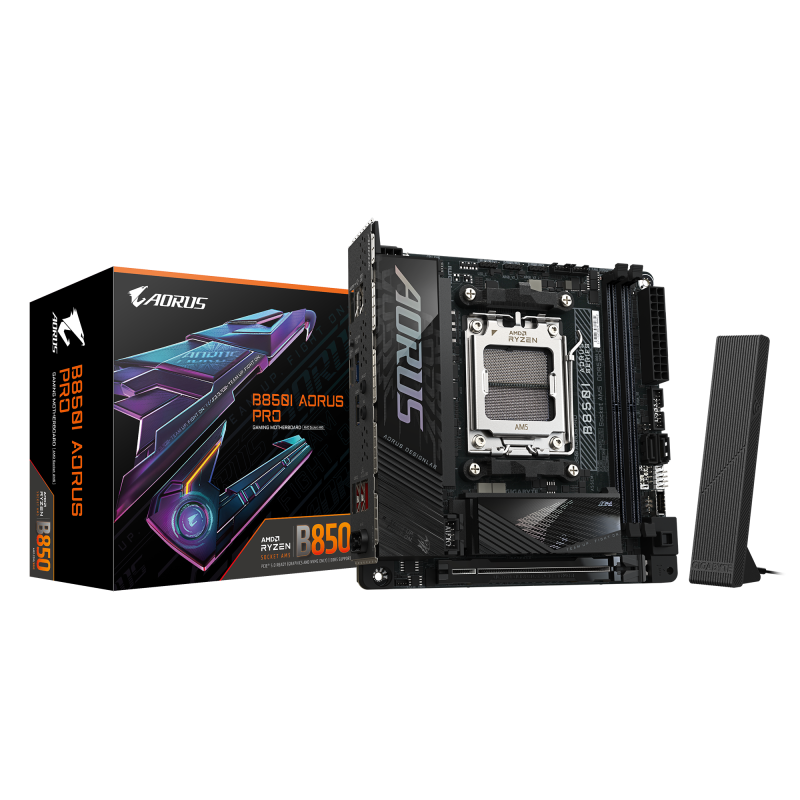 Gigabyte B850I AORUS PRO AM5 Mini-ITX AMD B850 2xDIMM DDR5 2xM.2 USB 3.2 2.5Gb LAN Wi-Fi 7+BT Motherboard