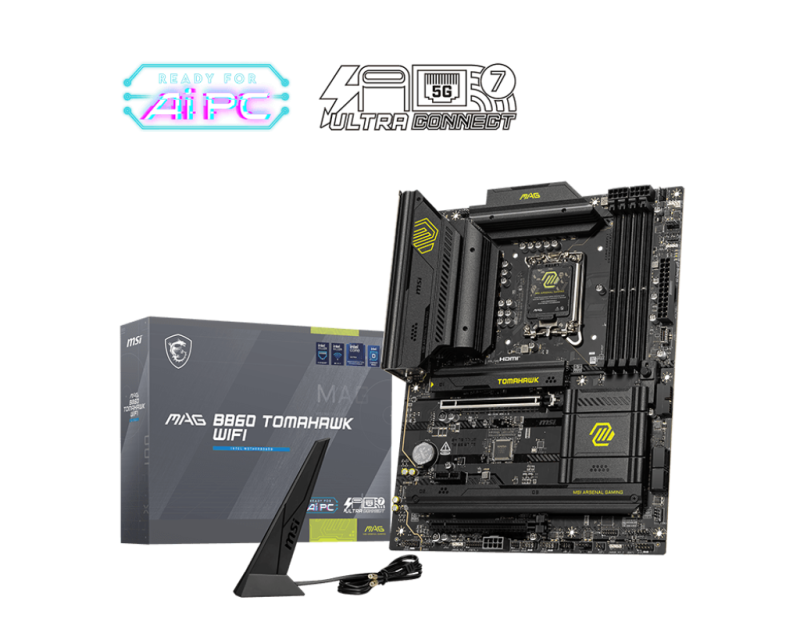 MSI MAG B860 TOMAHAWK WIFI LGA1851 ATX Intel B860 4xDIMM DDR5 3xM.2 Thunderbolt4 5Gb LAN Wi-Fi 7+BT Motherboard (B860TOMAHAWKWIFI)