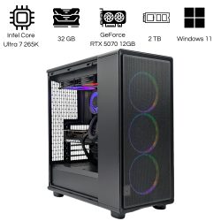 CIPC Custom PC - ATX Mid-Tower - Intel Core Ultra 7 265K - GeForce RTX 5070 12GB - 32GB RAM DDR5 - 2TB SSD - Wi-Fi 7 - Windows 11 Pro - Warranty 1 Year in Store (CIPSY0096)