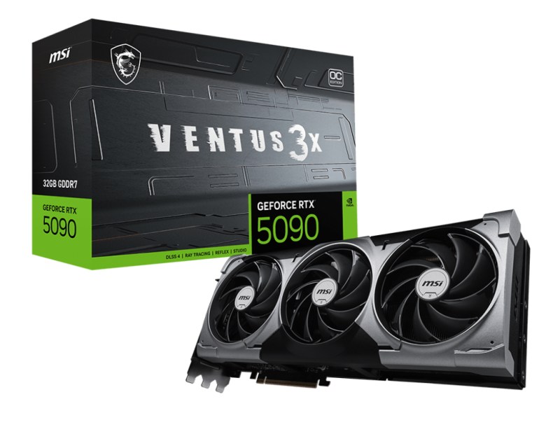 MSI GeForce RTX 5090 32G VENTUS 3X OC GDDR7 PCIe 5.0 1xHDMI/3xDP Video Card (G5090-32V3C)