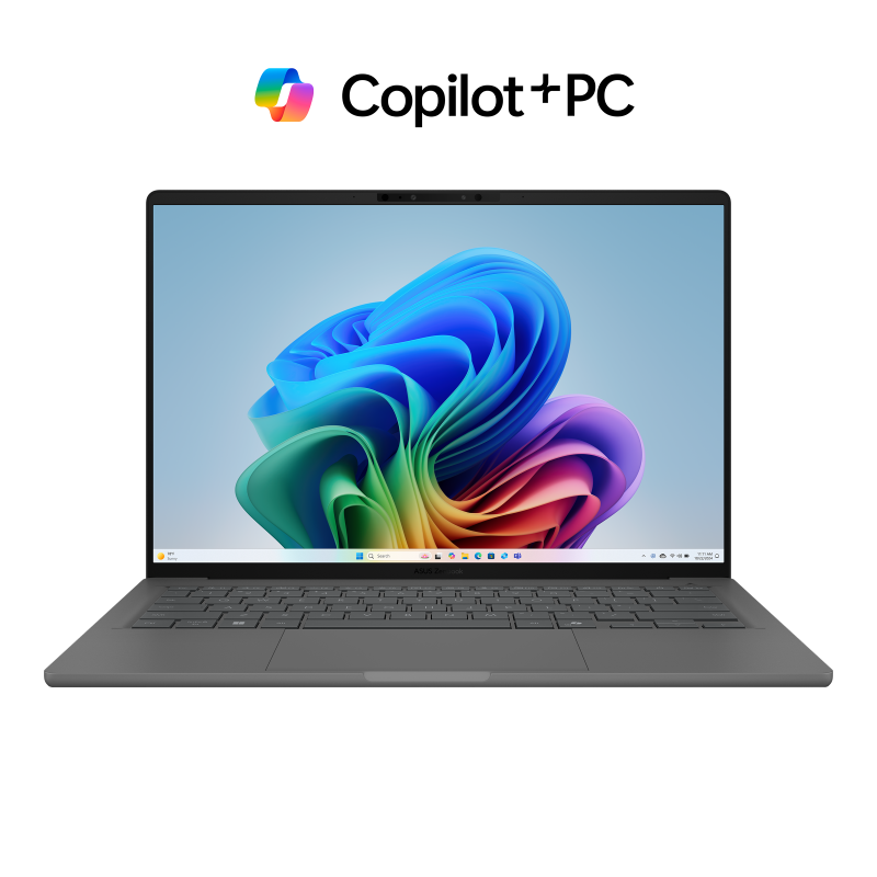 ASUS Zenbook A14 UX3407QA-DS51-CA Iceland Gray 14.0" WUXGA OLED Snapdragon X X1 26 100 Processor 32GB RAM 1TB SSD Qualcomm Adreno GPU Win11 Home 1YW/1ADP Backlit English Keyboard Copilot+ PC Notebook