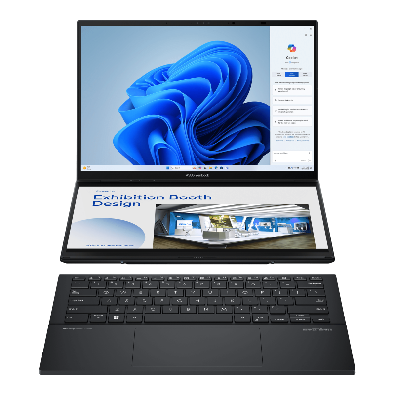 ASUS Zenbook DUO UX8406CA-DS91T-CA Inkwell Gray 14.0" WUXGA OLED TouchScreen Intel Core Ultra 9 285H 16GB RAM 1TB SSD Intel Arc Graphics Win11 Home 1YW/1ADP English Keyboard Notebook