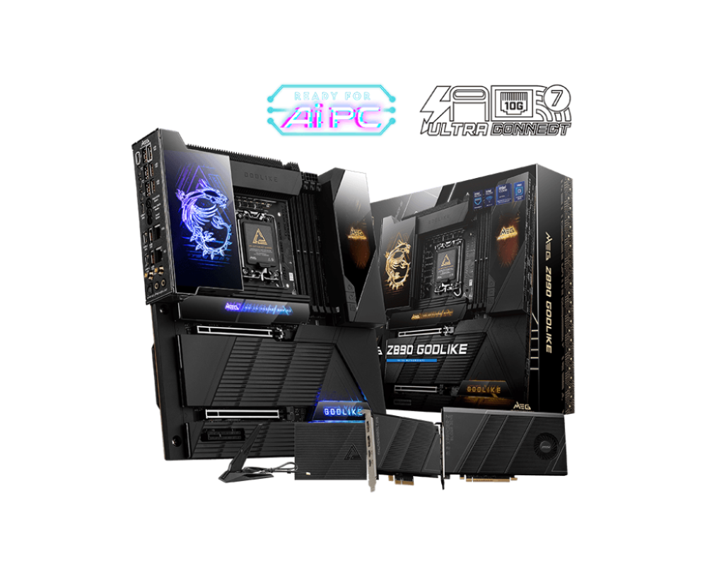 MSI MEG Z890 GODLIKE LGA1851 E-ATX Intel Z890 4xDIMM DDR5 8xM.2 Thunderbolt 4 10Gb+5Gb LAN Wi-Fi 7+BT Motherboard (Z890GODLIKE)