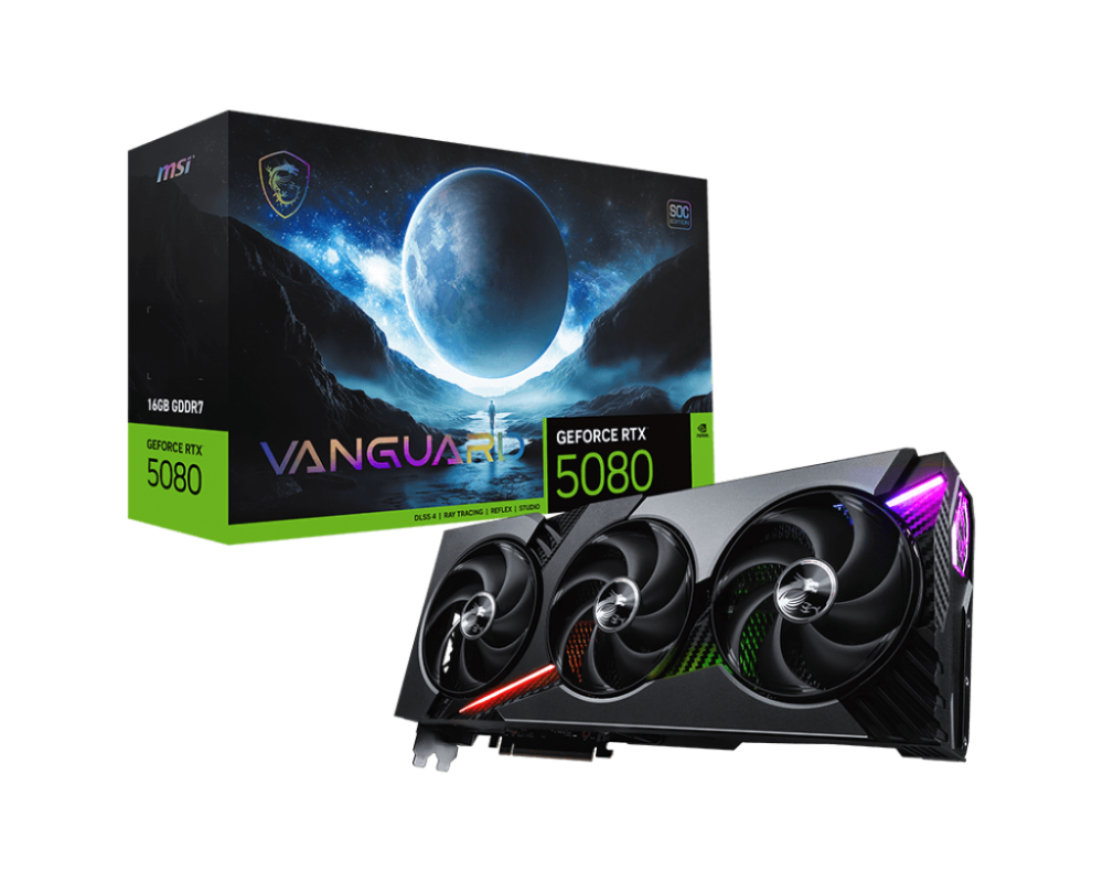 MSI GeForce RTX 5080 16G VANGUARD SOC GDDR7 PCIe 5.0 1xHDMI/3xDP Video Card (G5080-16VGS)