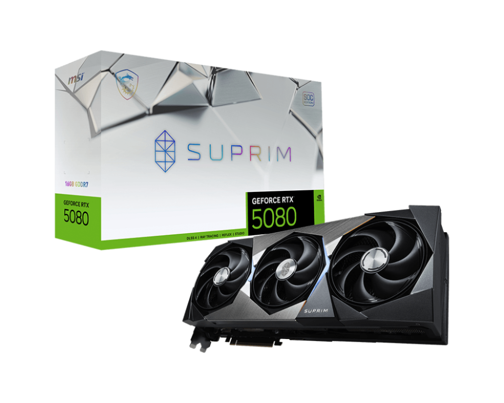 MSI GeForce RTX 5080 16G SUPRIM SOC GDDR7 PCIe 5.0 1xHDMI/3xDP Video Card (G5080-16SPS)
