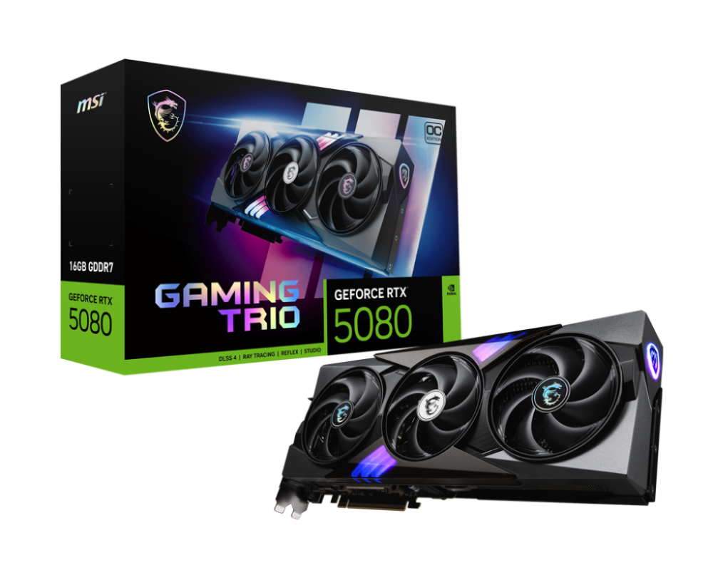 MSI GeForce RTX 5080 16G GAMING TRIO OC GDDR7 PCIe 5.0 1xHDMI/3xDP Video Card (G5080-16GTC)