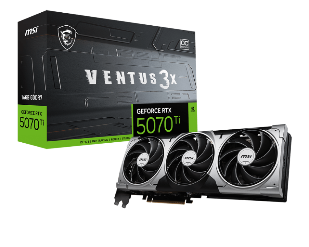 MSI GeForce RTX 5070 Ti 16G VENTUS 3X OC GDDR7 PCIe 5.0 1xHDMI/3xDP Video Card (G507T-16V3C)