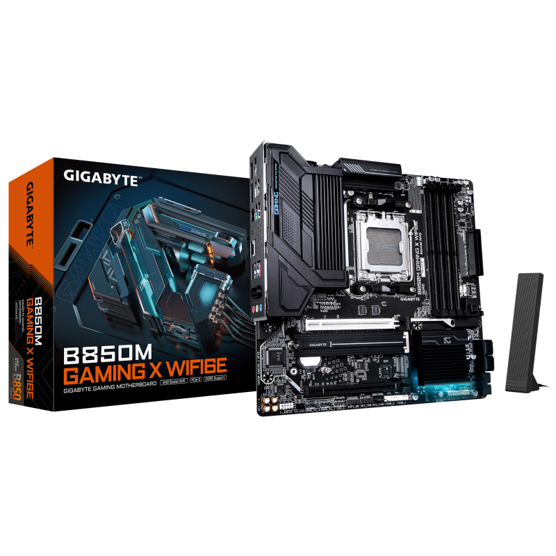 Gigabyte B850M GAMING X WIFI6E AM5 Micro-ATX AMD B850 4xDIMM DDR5 2xM.2 USB 3.2 2.5Gb LAN Wi-Fi 6E+BT Motherboard (B850M GAMING X WF6E)