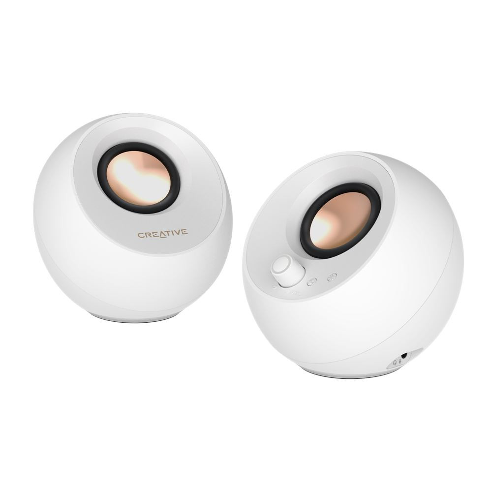 Creative Pebble Pro White - Minimalistic 2.0 USB-C Speakers with Bluetooth 5.3 and RGB Lighting (51MF1710AA003)