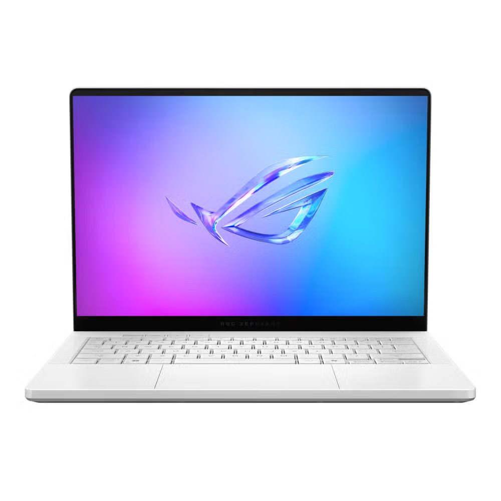 ASUS ROG Zephyrus G14 (2025) GA403WR-DS96-CA Platinum White 14.0" WQXGA+ 2880x1800 OLED 120Hz AMD Ryzen AI 9 HX 370 32GB RAM 1TB SSD NVIDIA GeForce RTX 5070 Ti Laptop 12GB Graphics Win11 Home 1YW/1ADP Backlit English Keyboard Gaming Notebook