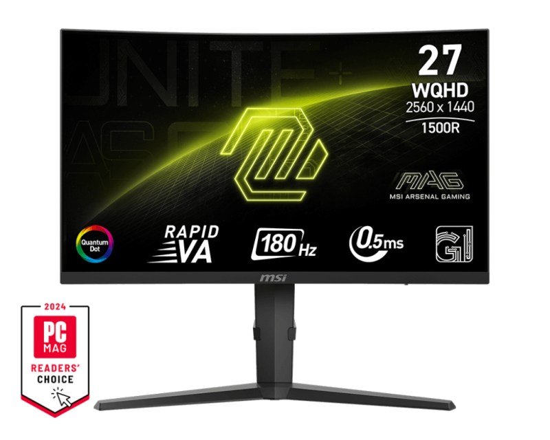 MSI MAG 275CQRF QD E2 27" QHD 2560x1440 Rapid VA 180Hz HDR Ready FreeSync HDMI,DP,USB-C Curved Gaming Monitor (MAG275CQRFQDE2)