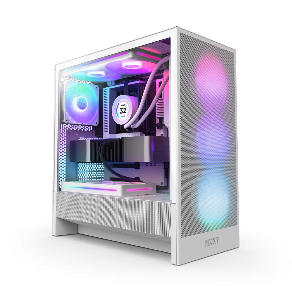 NZXT H5 Flow RGB (2024) White Tempered Glass ATX Mid-Tower Case (CC-H52FW-R1)
